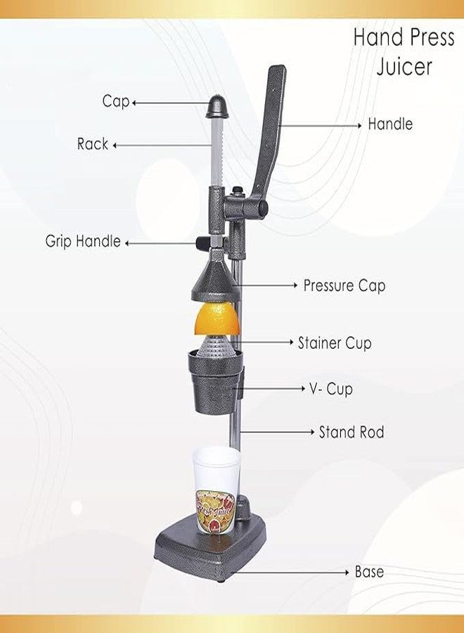 BRIGHTBERG Aluminium Manual Hand Press Juicer For Orange Pineapple Seasnol Pomegranate Watermelon Easy To Clean and Use Frish Fruite Juice BBHPJ-21 - Image 3